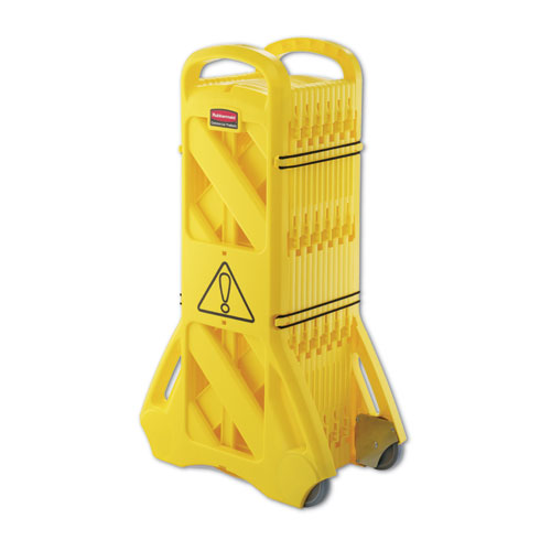 Picture of Portable Mobile Safety Barrier, Plastic, 13 ft x 40", Yellow