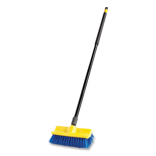 Picture of Bi-Level Deck Scrub Brush, Blue Polypropylene Bristles, 10" Brush, 10" Plastic Block, Threaded Hole