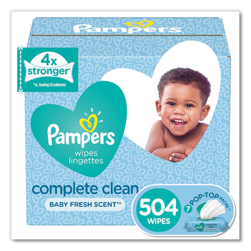 Picture of Complete Clean Baby Wipes, 1 Ply, Baby Fresh, 7 x 6.8, White, 504/Pack