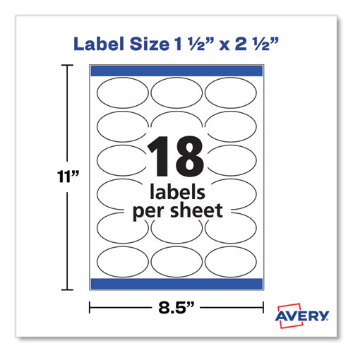 Picture of Oval Labels with Sure Feed and Easy Peel, 1.5 x 2.5, Glossy White, 180/Pack