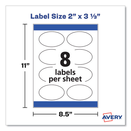 Picture of Oval Labels w/ Sure Feed and Easy Peel, 2 x 3.33, Glossy White, 80/Pack