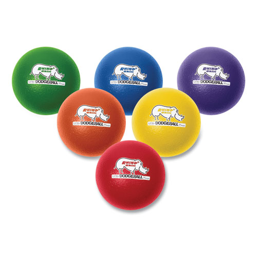 Picture of Rhino Skin Dodge Ball Set, 8" Diameter, Assorted Colors, 6/Set