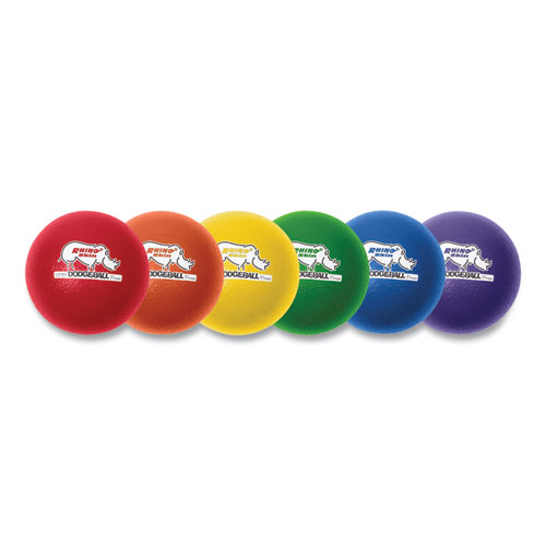 Picture of Rhino Skin Dodge Ball Set, 8" Diameter, Assorted Colors, 6/Set