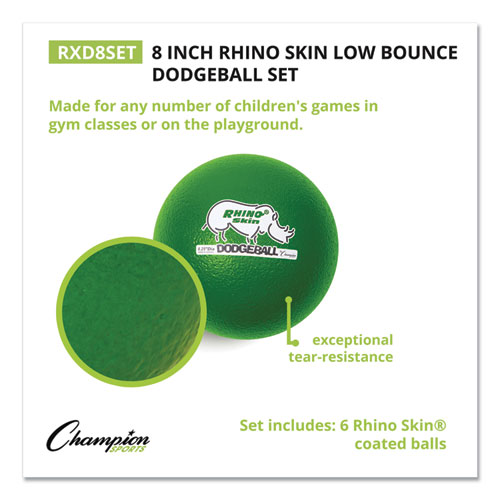 Picture of Rhino Skin Dodge Ball Set, 8" Diameter, Assorted Colors, 6/Set