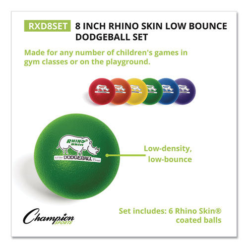 Picture of Rhino Skin Dodge Ball Set, 8" Diameter, Assorted Colors, 6/Set