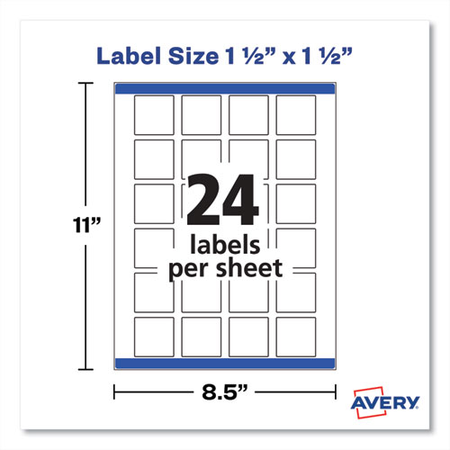 Picture of Square Labels with Sure Feed and TrueBlock, 1.5 x 1.5, White, 600/Pack