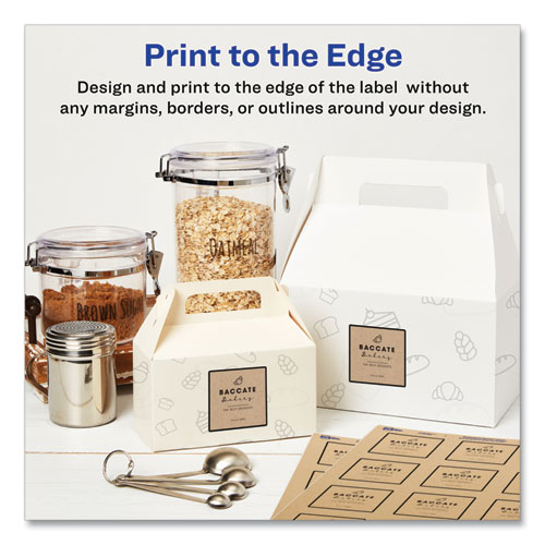 Picture of Square Print-to-the-Edge Labels, Inkjet/Laser Printers, 2 x 2, Kraft Brown, 12/Sheet, 25 Sheets/Pack