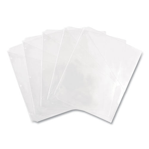 Picture of Binder Pockets, 3-Hole Punched, 9.25 x 11, Clear, 5/Pack