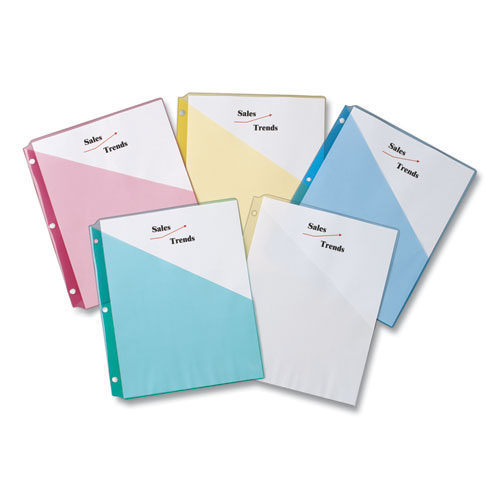Picture of Binder Pockets, 3-Hole Punched, 9.25 x 11, Assorted Colors, 5/Pack