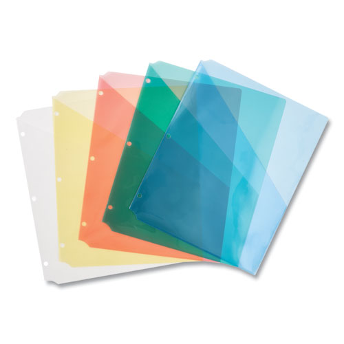 Picture of Binder Pockets, 3-Hole Punched, 9.25 x 11, Assorted Colors, 5/Pack