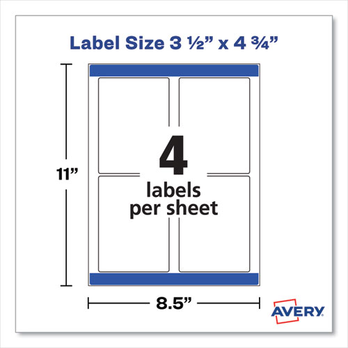 Picture of Removable Print-to-the-Edge White Labels w/ Sure Feed, 3.5 x 4.75, 32/Pack