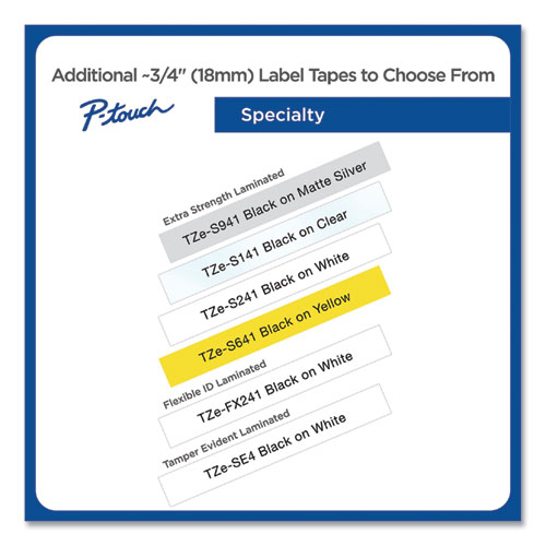 Picture of TZe Flexible Tape Cartridge for P-Touch Labelers, 0.7" x 26.2 ft, Black on White