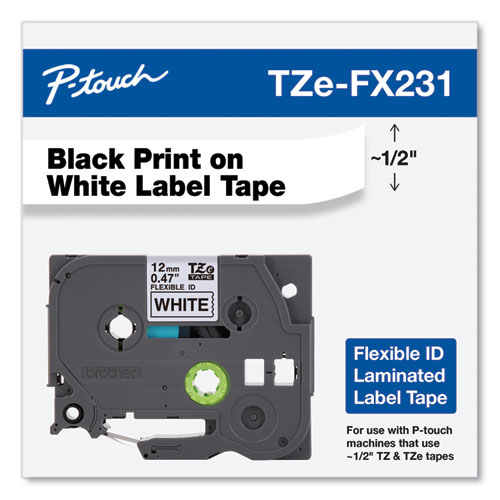 Picture of Flexible ID Tape, 0.47" x 26.2 ft, Black on White