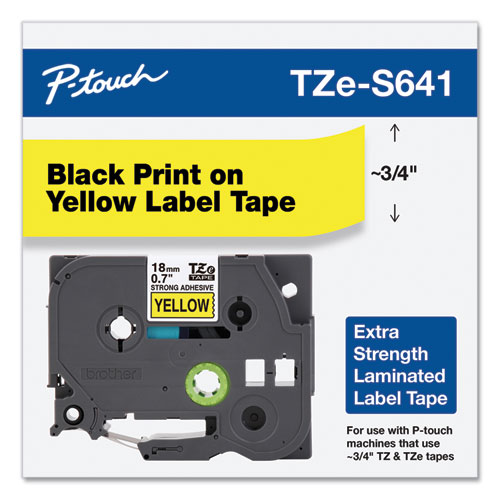 Picture of TZe Extra-Strength Adhesive Laminated Labeling Tape, 0.7" x 26.2 ft, Black on Yellow