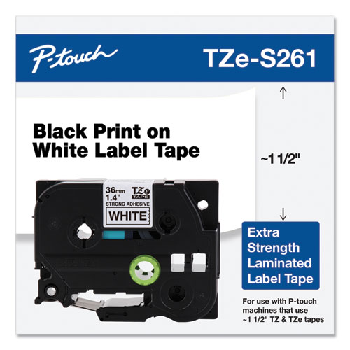 Picture of TZ Extra-Strength Adhesive Laminated Labeling Tape, 1.4" x 26.2 ft, Black on White