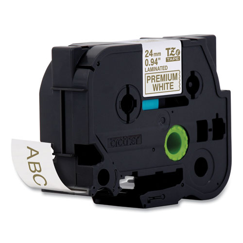 Picture of TZe Premium Laminated Tape, 0.94" x 26.2 ft, Gold on White