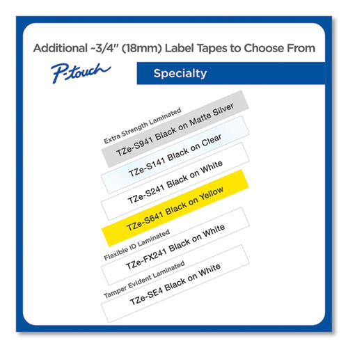 Picture of TZ Security Tape Cartridge for P-Touch Labelers, 0.7" x 26.2 ft, Black on White