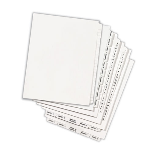 Picture of Blank Tab Legal Exhibit Index Divider Set, 25-Tab, 11 x 8.5, White, 1 Set