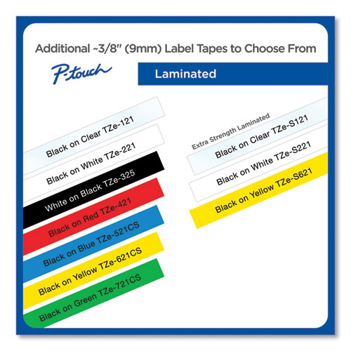 Picture of TZe Laminated Removable Label Tapes, 0.35" x 26.2 ft, Black on Blue