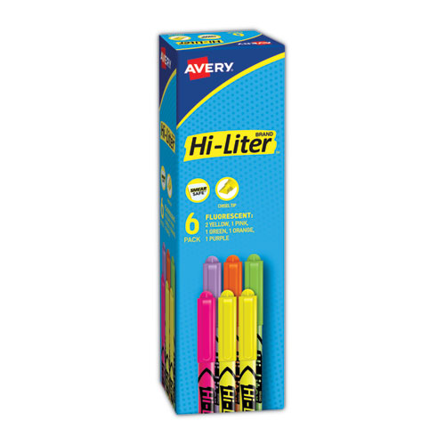 Hi-Liter+Pen-Style+Highlighters%2C+Assorted+Ink+Colors%2C+Chisel+Tip%2C+Assorted+Barrel+Colors%2C+6%2Fset