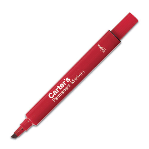 Picture of Large Desk Style Permanent Marker, Broad Chisel Tip, Red