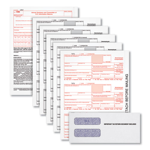 Picture of 1099-NEC Online Tax Kit, Fiscal Year: 2023, Five-Part Carbonless, 8.5 x 3.5, 3 Forms/Sheet, 24 Forms Total