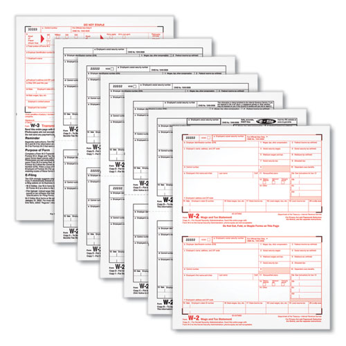 Picture of W-2 Tax Forms for Inkjet/Laser Printers, Fiscal Year: 2023, Six-Part Carbonless, 8.5 x 5.5, 2 Forms/Sheet, 50 Forms Total