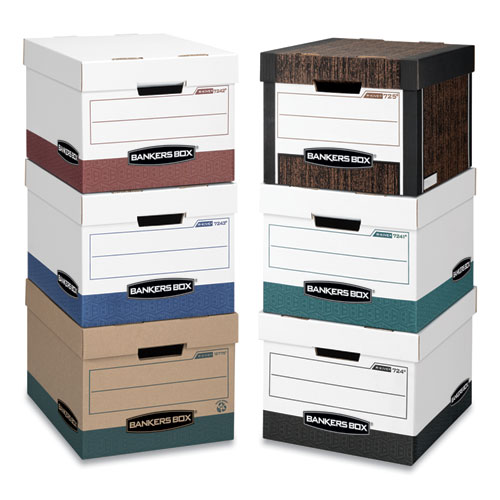 Picture of R-KIVE Heavy-Duty Storage Boxes, Letter/Legal Files, 12.75" x 16.5" x 10.38", Woodgrain, 4/Carton