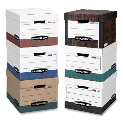 Picture of R-KIVE Heavy-Duty Storage Boxes, Letter/Legal Files, 12.75" x 16.5" x 10.38", White/Green, 12/Carton