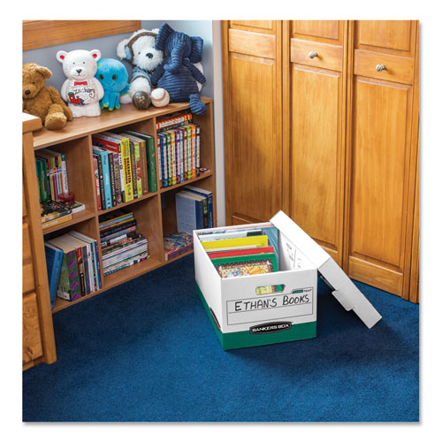 Picture of R-KIVE Heavy-Duty Storage Boxes, Letter/Legal Files, 12.75" x 16.5" x 10.38", White/Green, 12/Carton