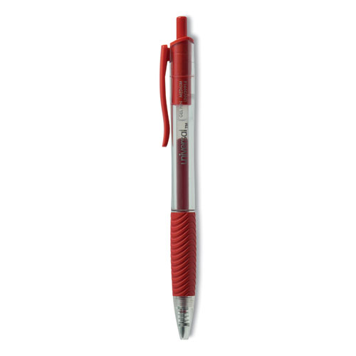 Comfort+Grip+Gel+Pen%2C+Retractable%2C+Medium+0.7+mm%2C+Red+Ink%2C+Clear%2FRed+Barrel%2C+Dozen