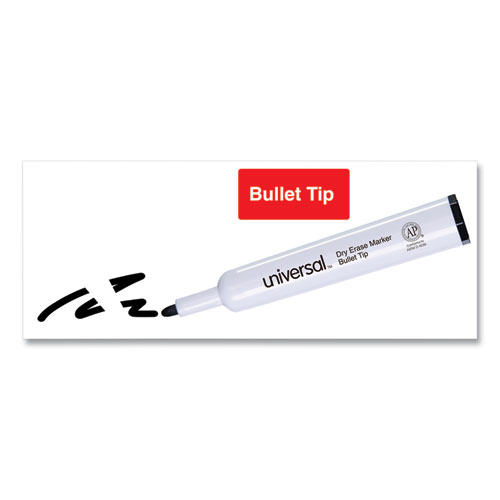 Picture of Dry Erase Marker, Medium Bullet Tip, Black, Dozen