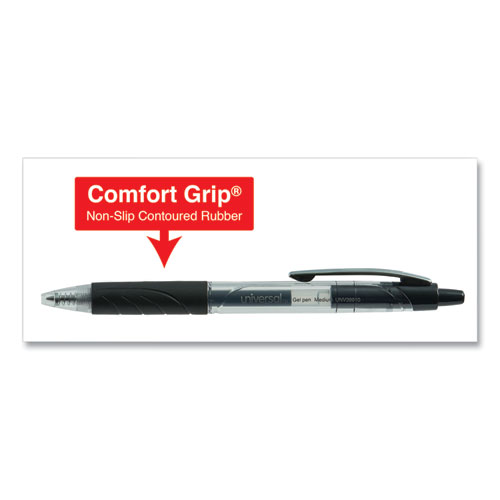 Picture of Comfort Grip Gel Pen, Retractable, Medium 0.7 mm, Black Ink, Clear/Black Barrel, 36/Pack