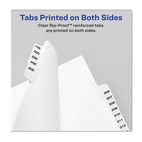 Picture of Preprinted Legal Exhibit Side Tab Index Dividers, Avery Style, 26-Tab, H, 11 x 8.5, White, 25/Pack, (1408)