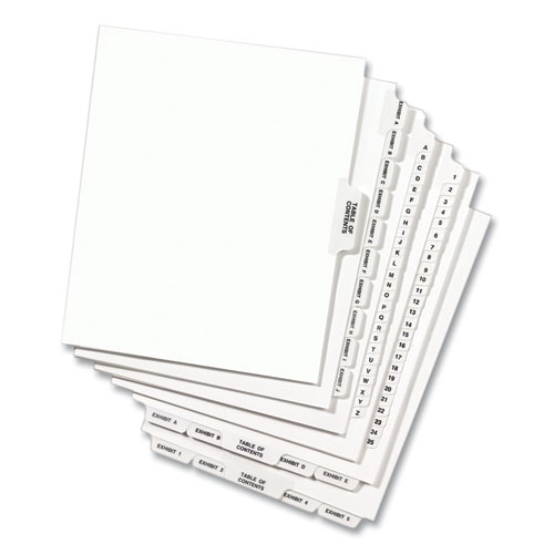 Picture of Preprinted Legal Exhibit Side Tab Index Dividers, Avery Style, 26-Tab, H, 11 x 8.5, White, 25/Pack, (1408)