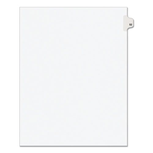 Picture of Preprinted Legal Exhibit Side Tab Index Dividers, Avery Style, 10-Tab, 52, 11 x 8.5, White, 25/Pack, (1052)