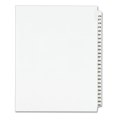 Picture of Preprinted Legal Exhibit Side Tab Index Dividers, Avery Style, 25-Tab, 276 to 300, 11 x 8.5, White, 1 Set, (1341)