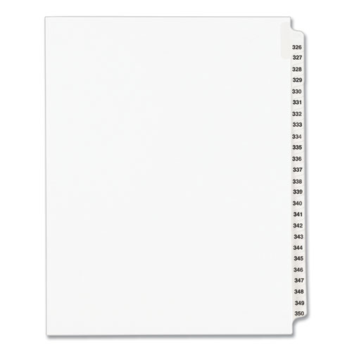 Preprinted Legal Exhibit Side Tab Index Dividers, Avery Style, 25-Tab, 326 To 350, 11 X 8.5, White, 1 Set, (1343)