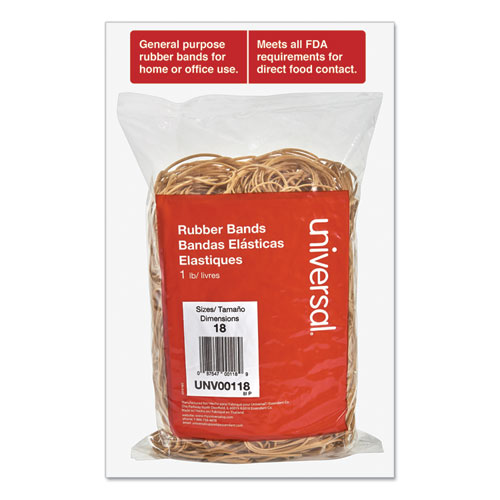 Picture of Rubber Bands, Size 18, 0.04" Gauge, Beige, 1 lb Box, 1,600/Pack