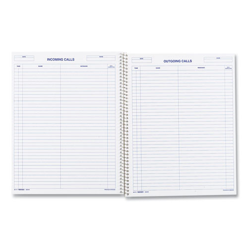 Picture of Wirebound Call Register, One-Part (No Copies), 11 x 8.5, 100 Forms Total