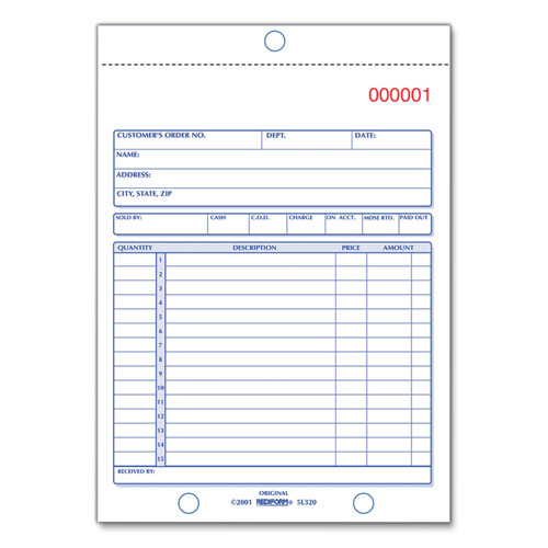 Picture of Sales Book, 15 Lines, Three-Part Carbonless, 5.5 x 7.88, 50 Forms Total