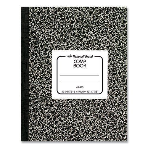 Picture of Composition Book, Quadrille Rule (5 sq/in), Black Marble Cover, (80) 10 x 7.88 Sheets