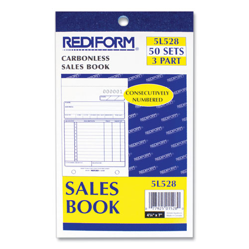 Picture of Sales Book, 12 Lines, Three-Part Carbonless, 4.25 x 6.38, 50 Forms Total