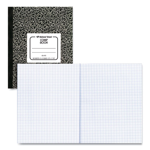 Picture of Composition Book, Quadrille Rule (5 sq/in), Black Marble Cover, (80) 10 x 7.88 Sheets