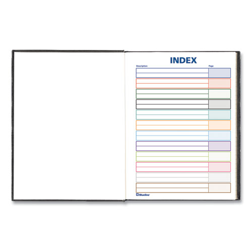 Picture of Business Notebook with Self-Adhesive Labels, 1-Subject, Medium/College Rule, Black Cover, (192) 9.25 x 7.25 Sheets