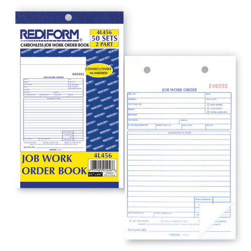 Picture of Job Work Order Book, Two-Part Carbonless, 5.5 x 8.5, 50 Forms Total