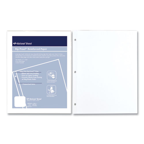 Picture of Rip Proof Reinforced Filler Paper, 3-Hole, 8.5 x 11, Unruled, 100/Pack