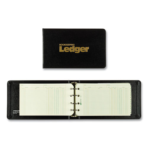 Picture of Four-Ring Ledger Binder Kit with A-Z Index, Black Cover, 8.5 x 5 Debit-Credit-Balance Sheets, 100 Sheets/Book