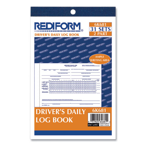 Picture of Driver's Daily Log Book with Daily Record and Hours Summary, Two-Part Carbonless, 7.88 x 5.5, 31 Forms Total