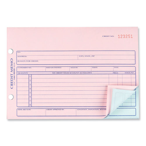 Picture of Credit Memo Book, Three-Part Carbonless, 5.5 x 7.88, 50 Forms Total